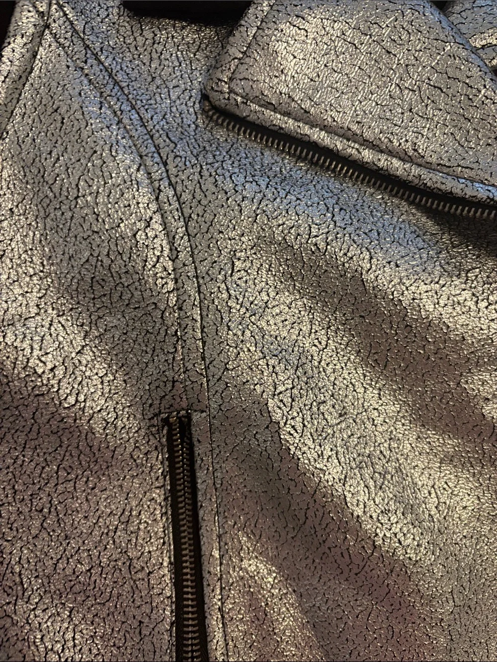 Metallic Silver & Black Moto Jacket